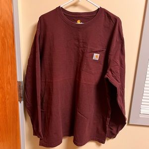 Carhartt Maroon Long Sleeve Workwear Shirt Mens XL